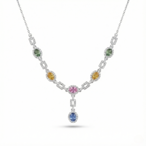multicolor gemstone necklace in sterling silver S925