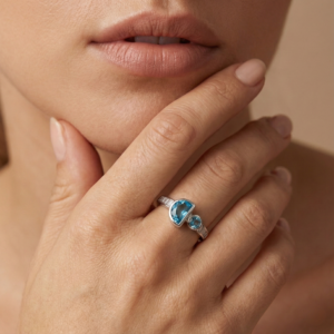 blue topaz open adjustable silver ring