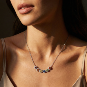 multicolor gemstone necklace in sterling silver (s925)