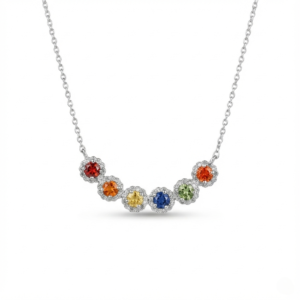 Multicolor gemstone necklace in sterling silver (S925)