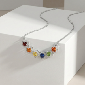 multicolor gemstone necklace in sterling silver (s925)