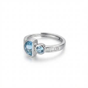 blue topaz open adjustable silver ring