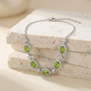 peridot halo bracelet in s925 sterling silver