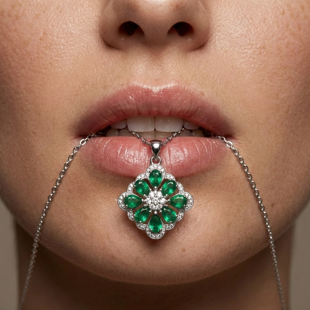 emerald clover pendant necklace in s925 sterling silver