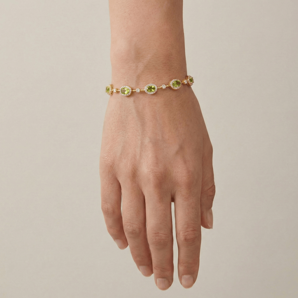 oval gemstone chain bracelet in sterling silver