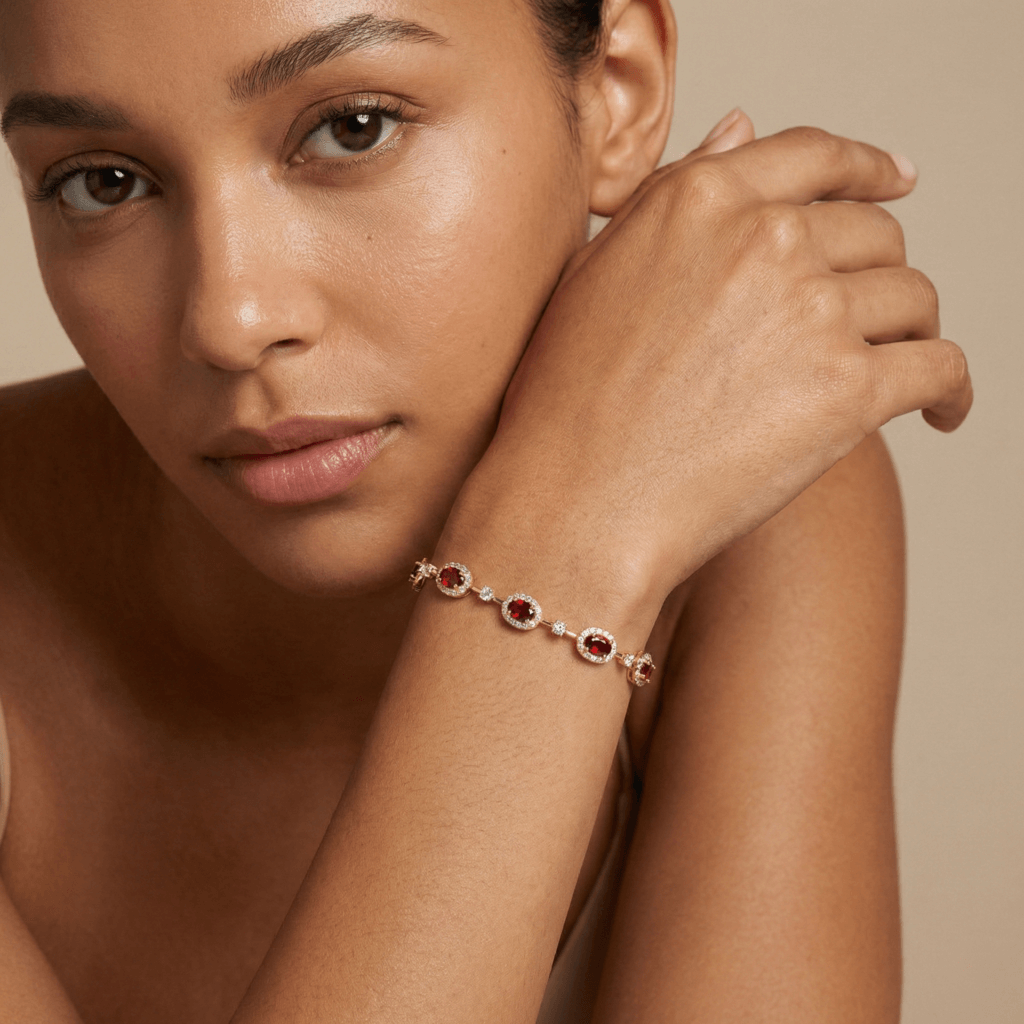 oval gemstone chain bracelet in sterling silver