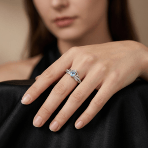 blue cubic zirconia cross ring adjustable