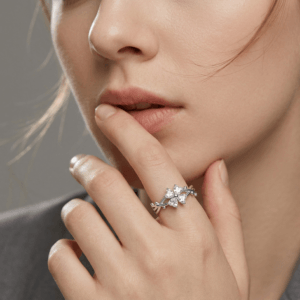 thorn clover cubic zirconia ring – s999 silver adjustable four leaf clover ring