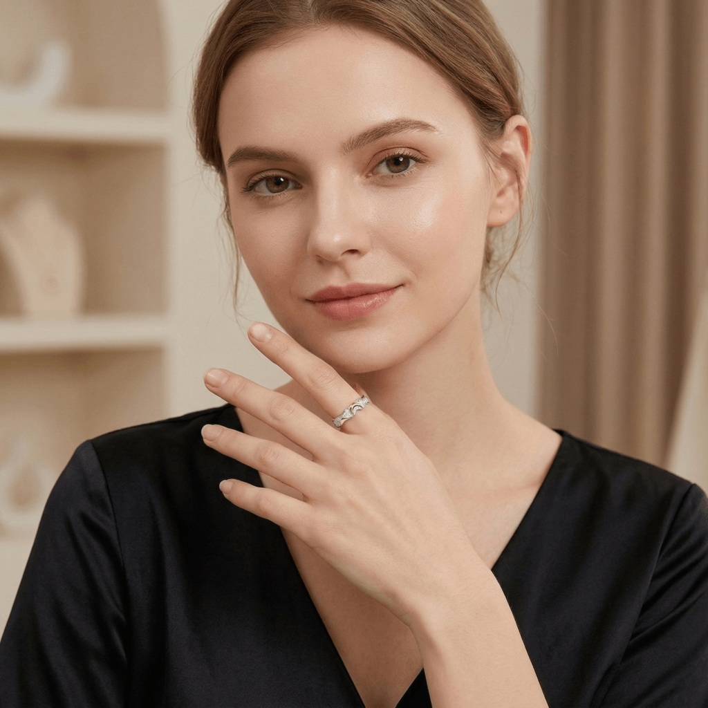 sun and moon couple rings – 925 sterling silver adjustable ring set