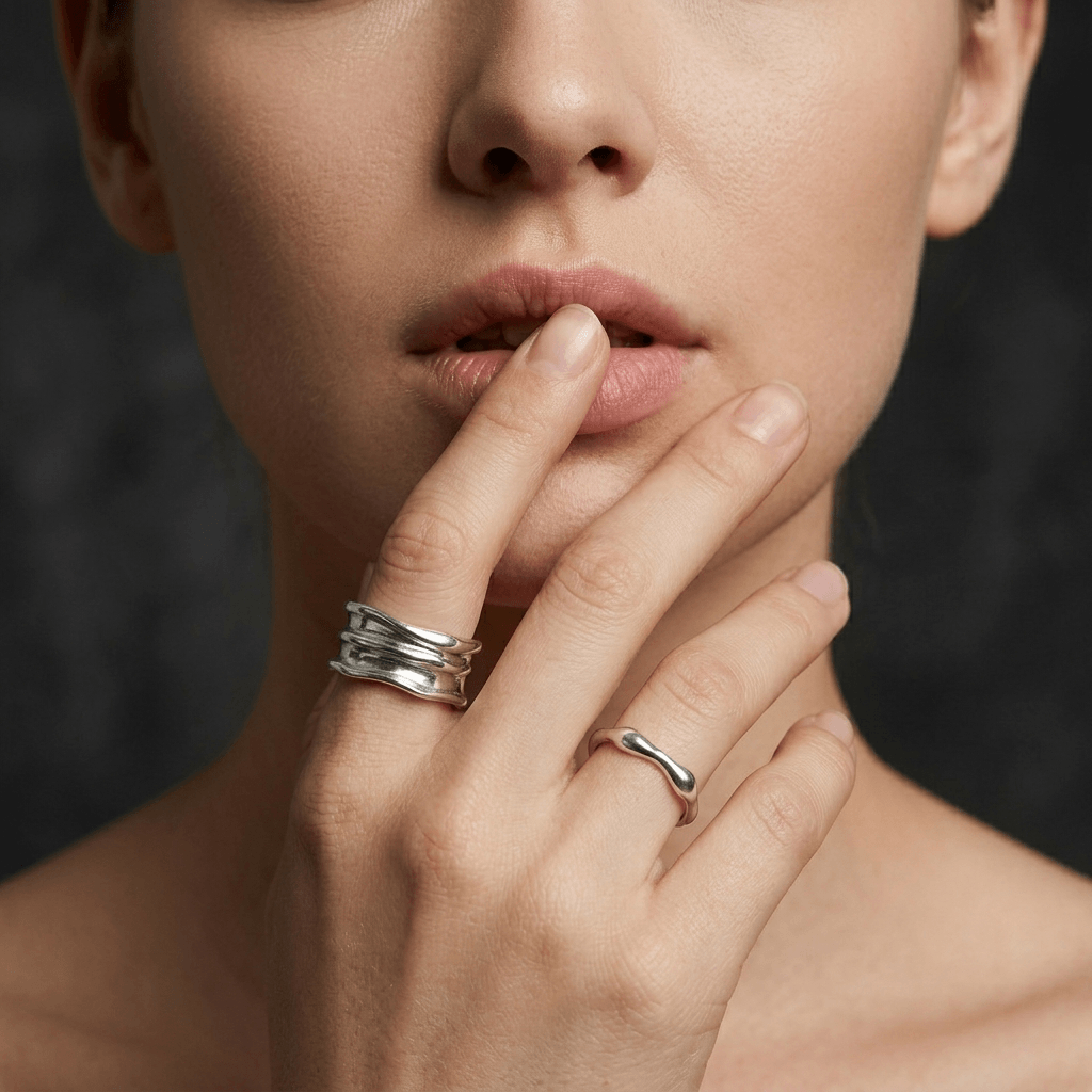 irregular wrinkle ring set – s925 silver adjustable minimalist rings irregular wrinkle ring set – s925 silver adjustable minimalist rings
