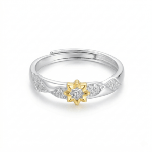 sun and moon sterling silver couple ring adjustable