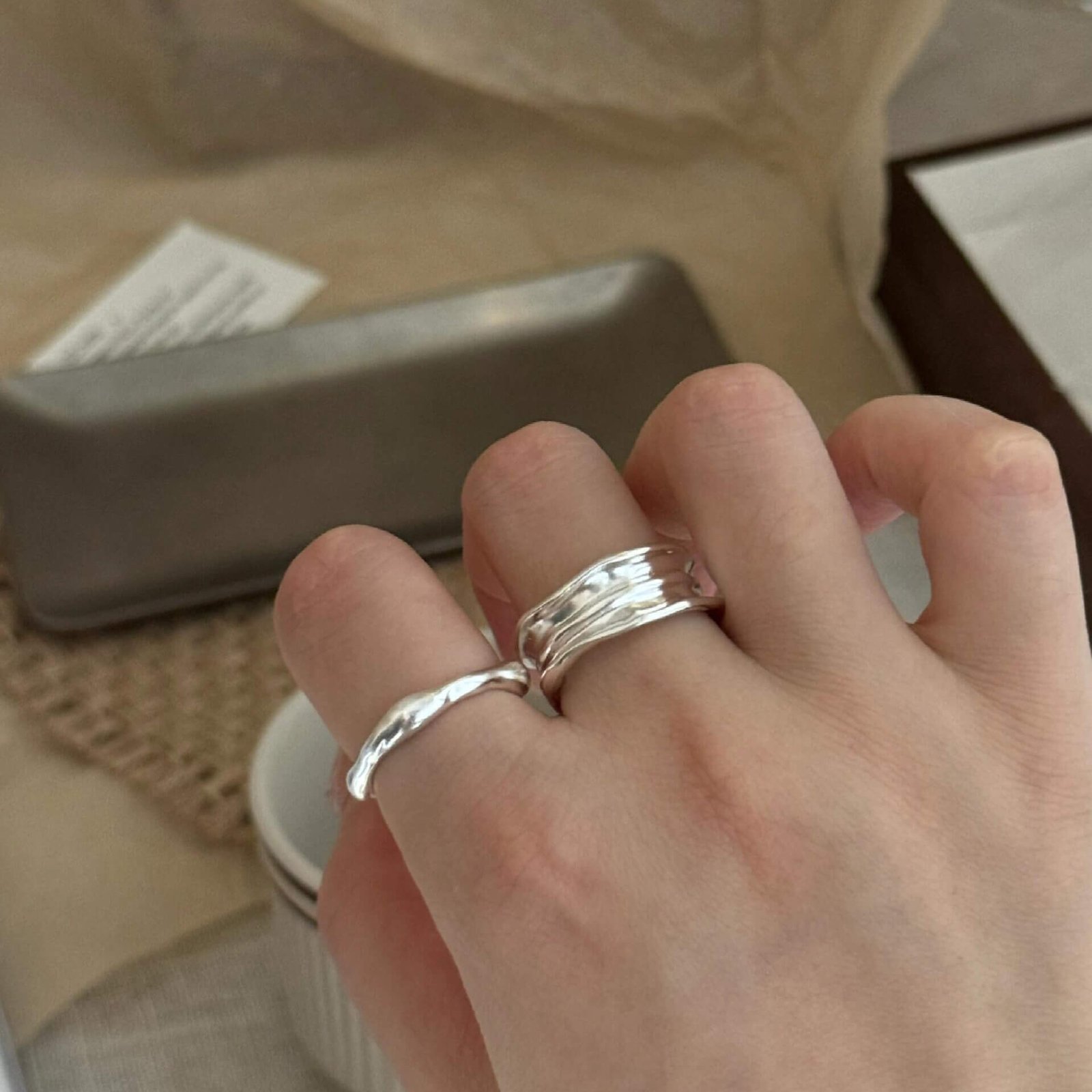 irregular wrinkle ring set – s925 silver adjustable minimalist rings irregular wrinkle ring set – s925 silver adjustable minimalist rings