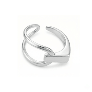 minimalist open ring in 925 sterling silver with double band geometric design